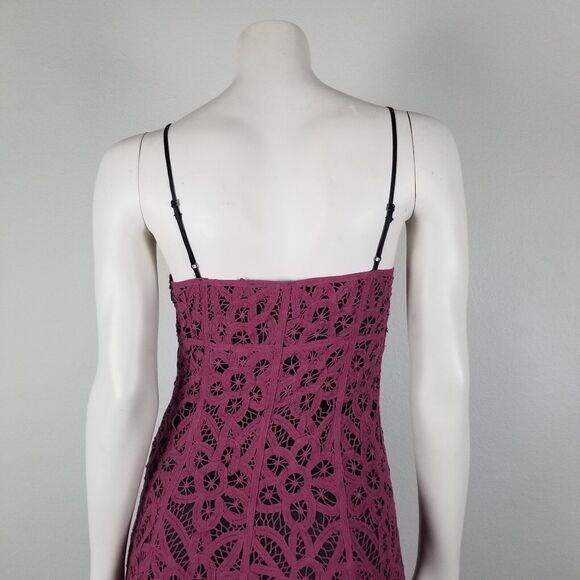 Betsey Johnson New York Faded Purple Y2K Midi Crochet Battenberg Lace Dress Sz 2 - Picture 5 of 14